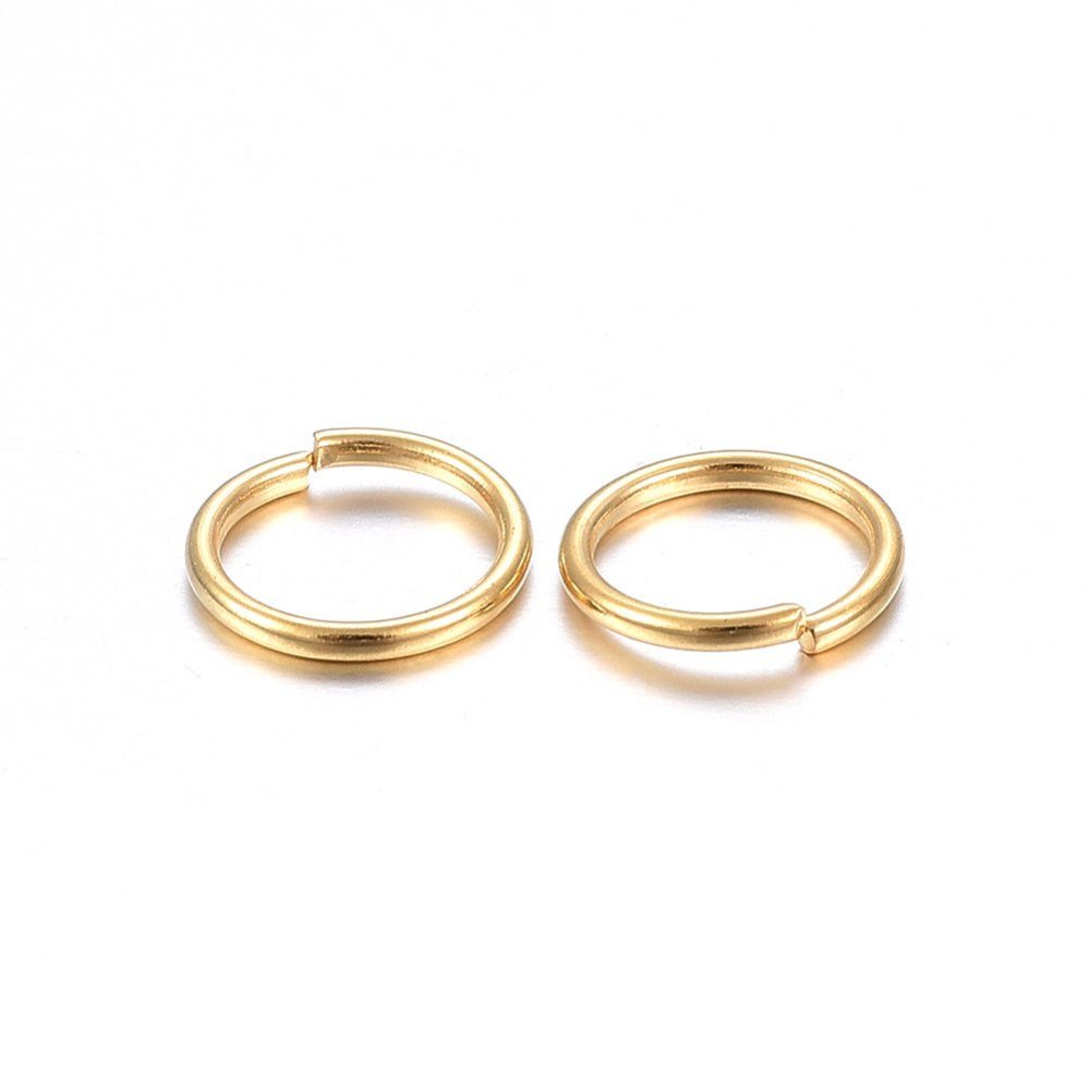 Øsken/O - Ringe – Åben, Rustfrit Stå, Forgyldt,(4x0,8mm) 10 stk. - Uniq Perler - 117447