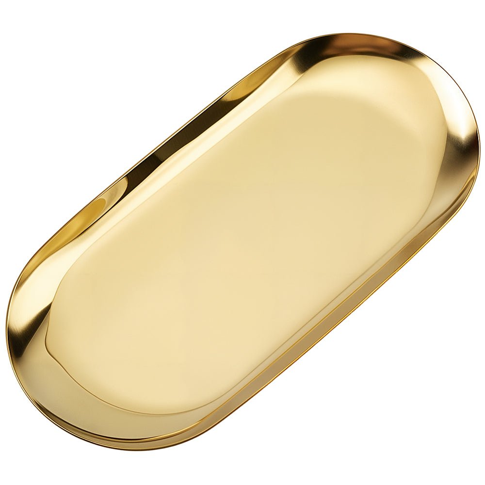 Oval Smykkebakke – 18K Forgyldt Stål (178,5x85x10mm) - Uniq Perler - 120663