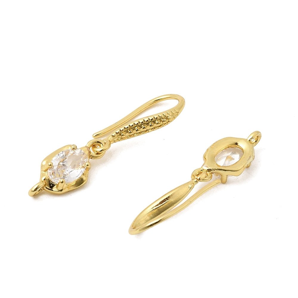 Ovale Ørekroge Med Kubiske Zirkonia – Langtidsholdbar 18K Forgyldt Messing (31x7mm) - Uniq Perler - 119080
