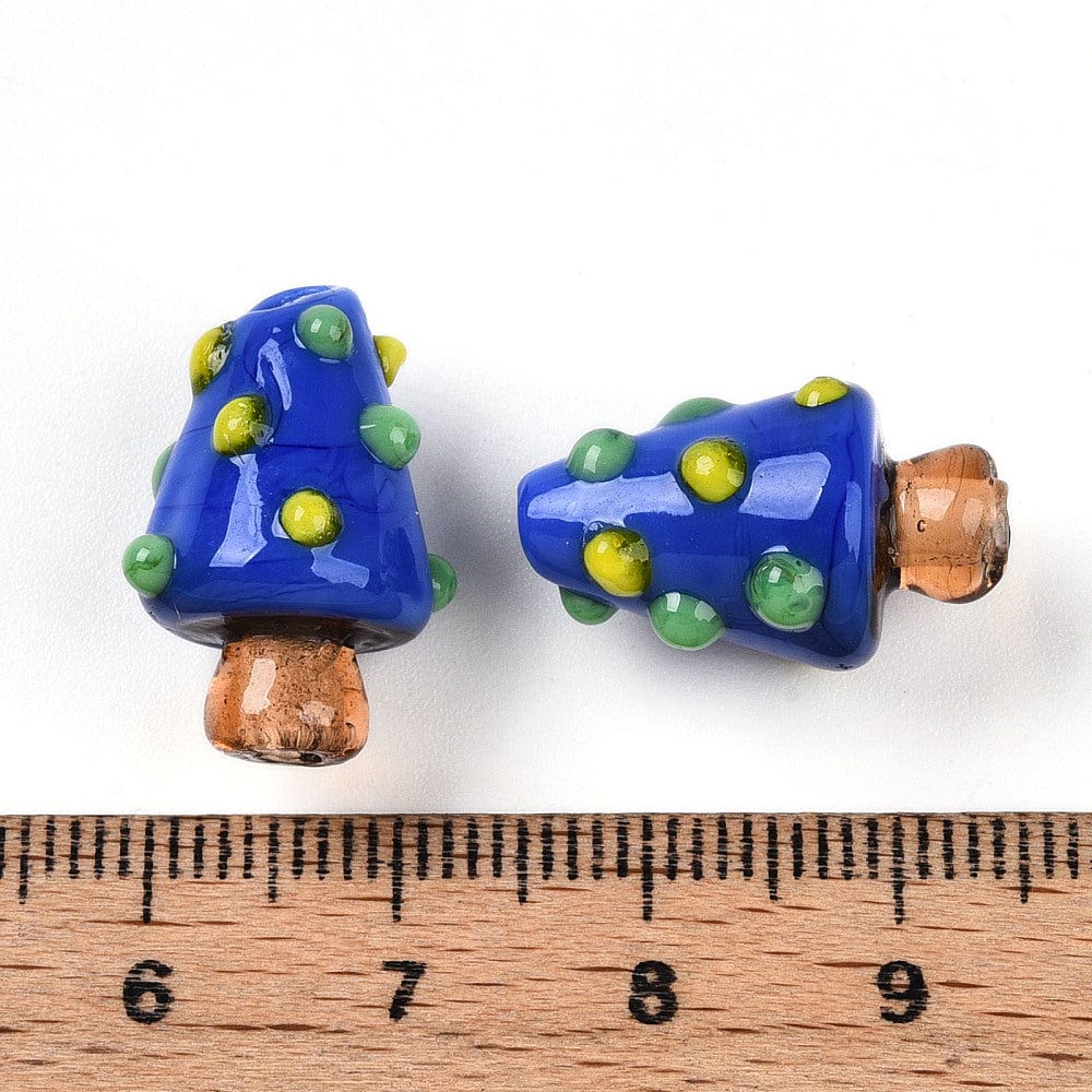 Paddehatte Håndlavede Lampwork Glasperler - Blå (17x11mm), 4 stk. - Uniq Perler - 886531