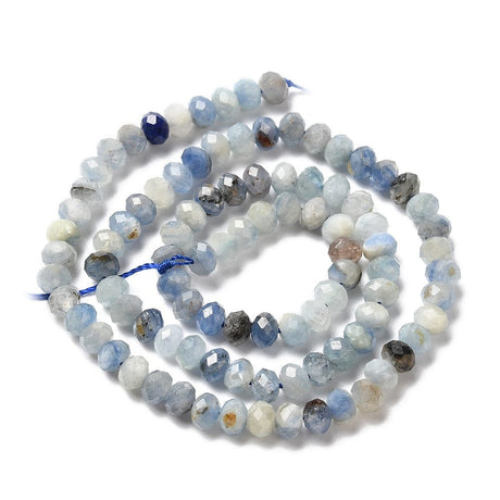 Pandahall Ass. perler og sten Kyanit, blå, facetteret rondel, 5x3,5 mm