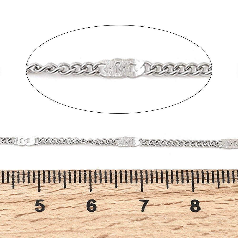 Panser Kæde – Stål (2x1mm, 1 meter) - Uniq Perler - 123466