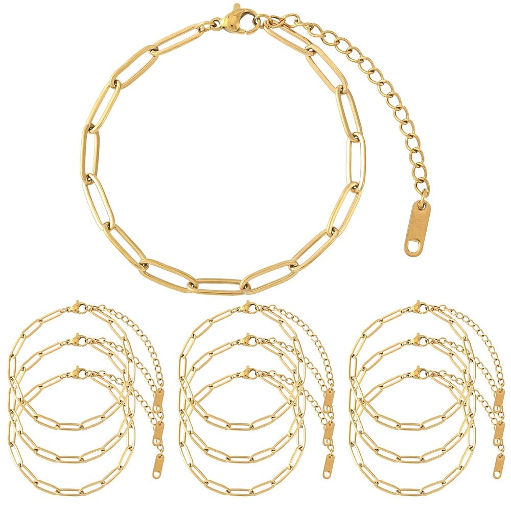 Papirklips Kæde Armbånd – 18K Forgyldt Stål (17cm) - Uniq Perler - 117470