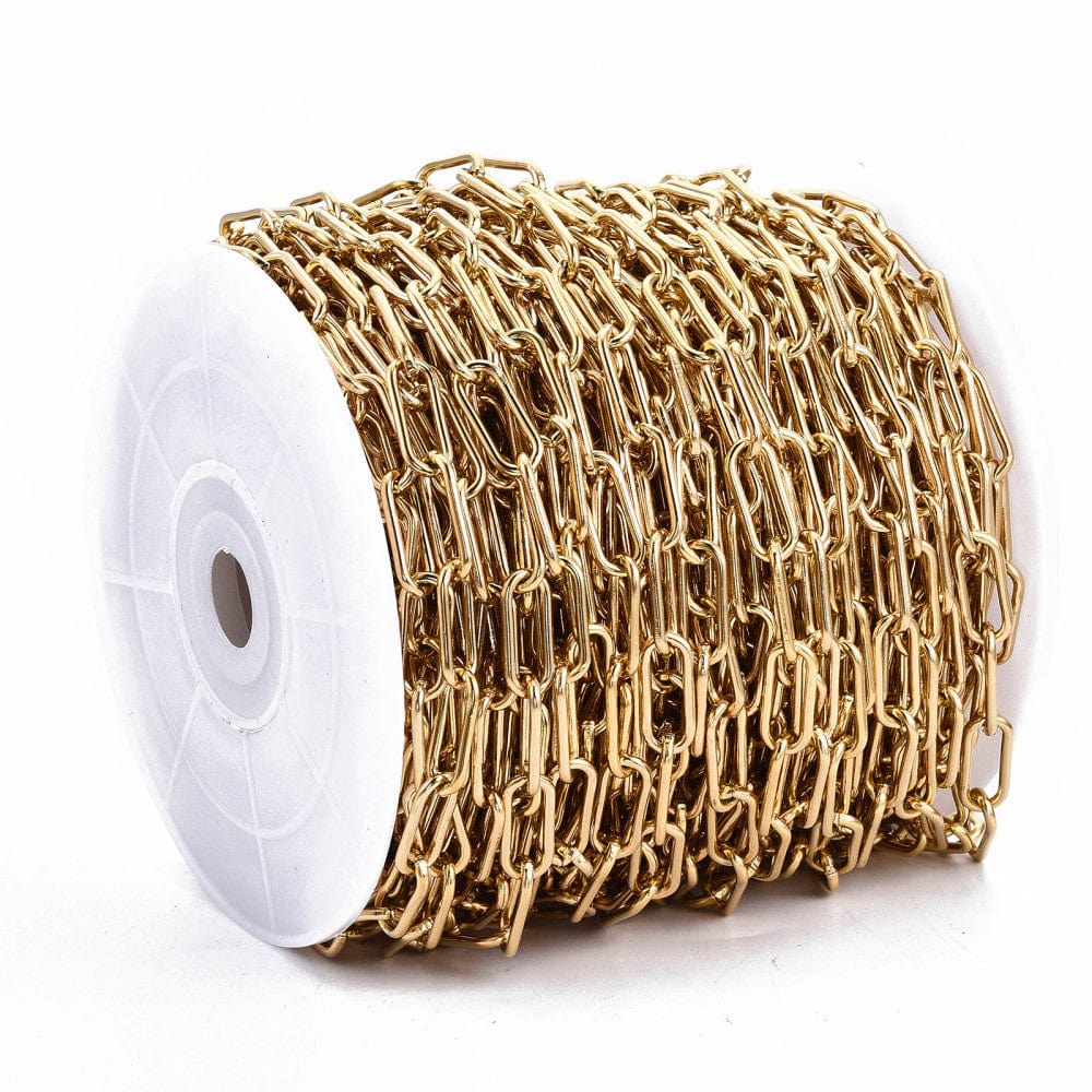 Papirklips Kæde, Forgyldt Stål, 17x7x2mm - Uniq Perler - 113107