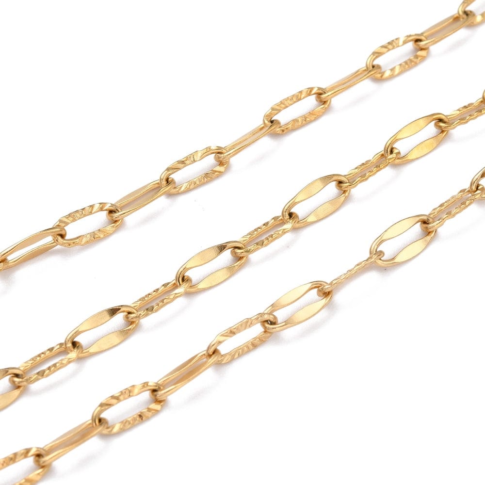 Papirklips Kæde i Forgyldt Stål – Vandfast (10,5x4,5x1mm, Meter) - Uniq Perler - 111855