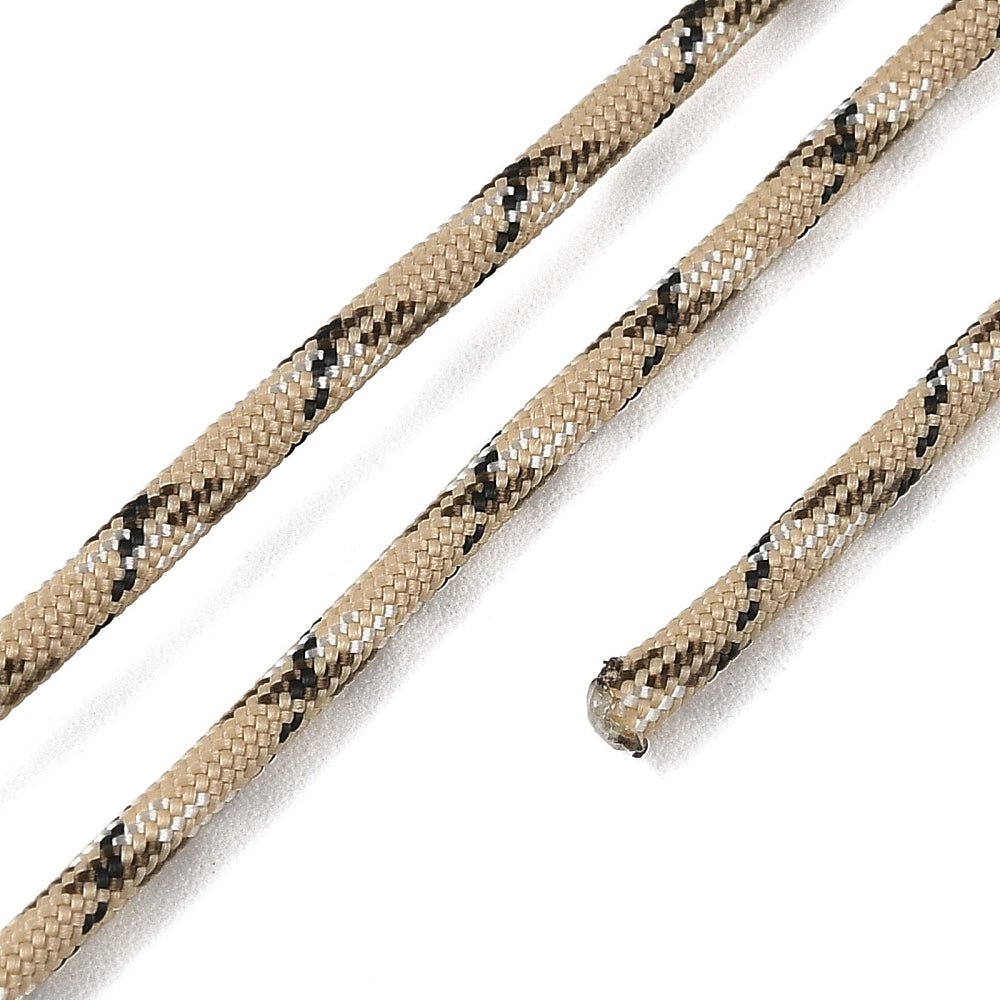 Paracord 550 Snor – Beige Med Mønster, 7 - Strenget Polyester (4mm, 10 Meter) - Uniq Perler - 123060