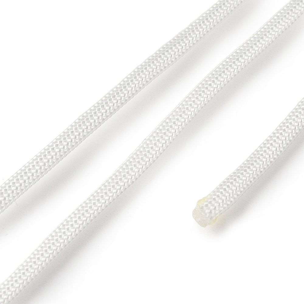 Paracord 550 Snor – Hvid, 7 - Strenget Polyester (4mm, 10 Meter) - Uniq Perler - 122696