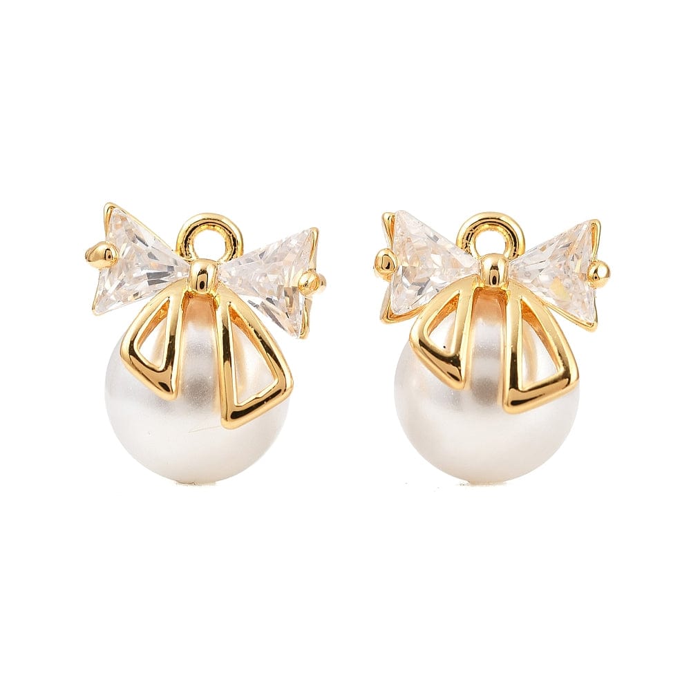 Perle vedhæng med 18K. forgyldt langtidsholdbar messing, (2 stk.) - Uniq Perler - 115484