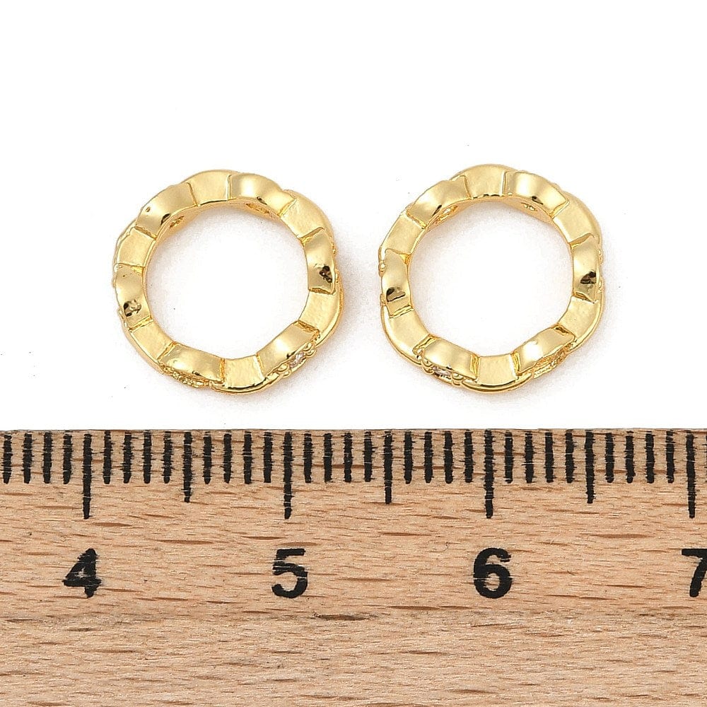 Perleramme Ring Med Klar Zirkonia – 18K Forgyldt Messing (11,5mm) 2 stk. - Uniq Perler - 115955