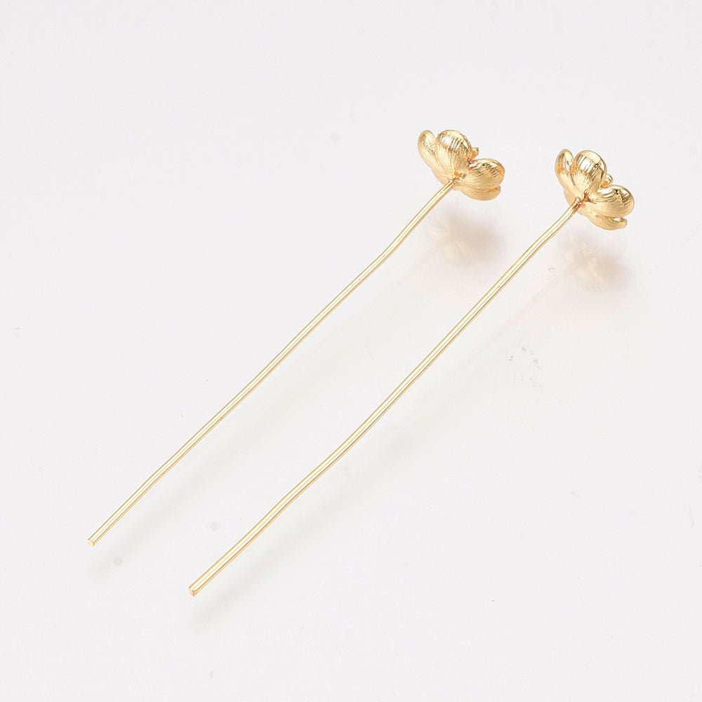 Perlestave Blomst – 18K Forgyldt (48–51mm, 2 stk) - Uniq Perler - 117713