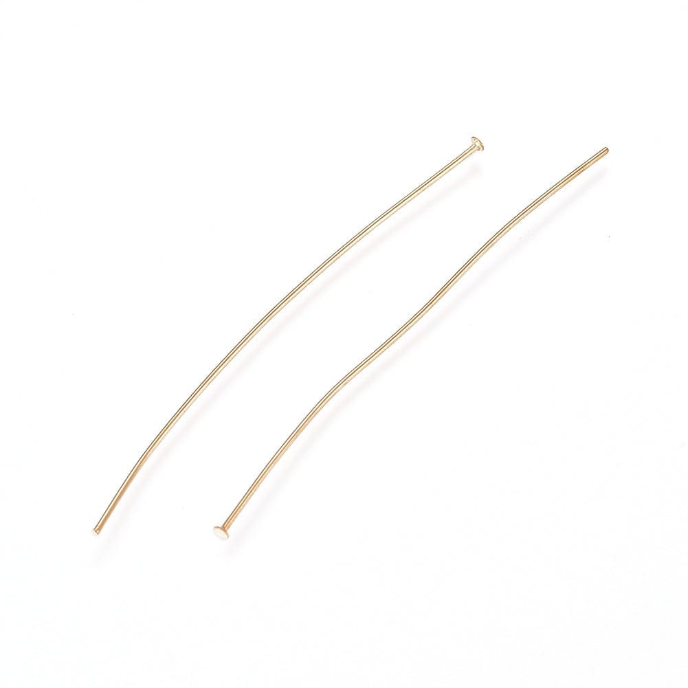 Perlestave Med Flad Hoved – 24K Forgyldt Stål (50x0,6mm), 200 Stk - Uniq Perler - 612845