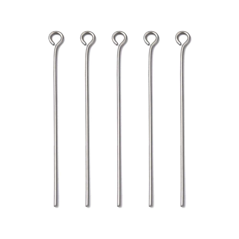 Perlestave Med Øje, Stål, 40x0,7mm, Ca 100 Stk - Uniq Perler - 0000014889592