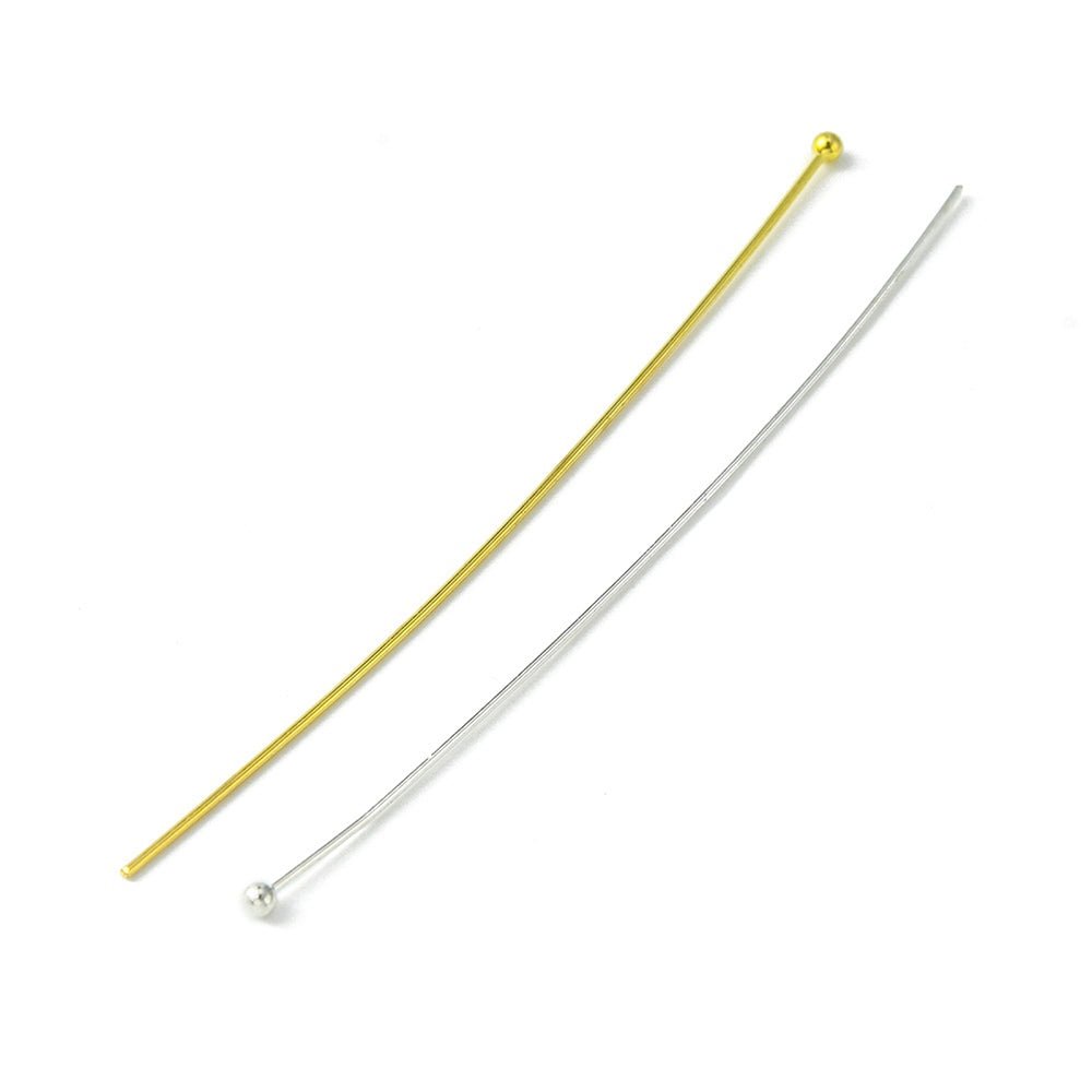 Perlestave med Rundt Hoved – 18K Forgyldt og Sølvbelagt (70x0,7mm) 100 Stk - Uniq Perler - 117088