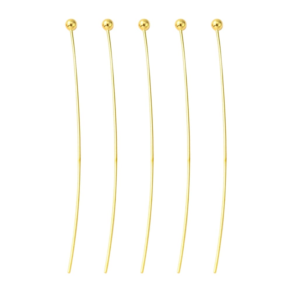 Perlestave Med Rundt Hoved – Forgyldt (45x0,5mm), 100 Stk - Uniq Perler - 0000001697