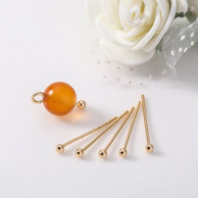 Perlestave Med Rundt Hoved – Forgyldt Sterling Sølv 925 (30mm), 2 Stk - Uniq Perler - 129585