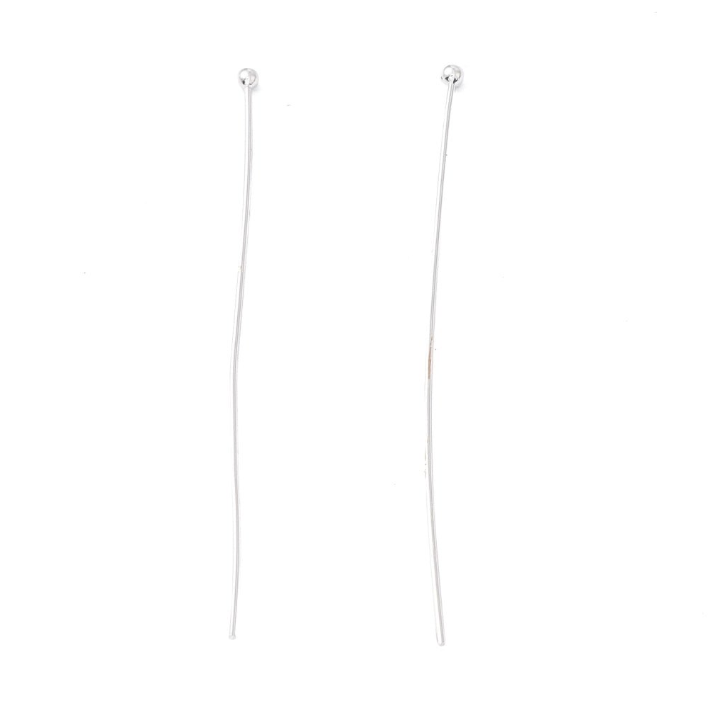 Head Pins with Round Head – Long-lasting Silver-plated Brass (50mm)