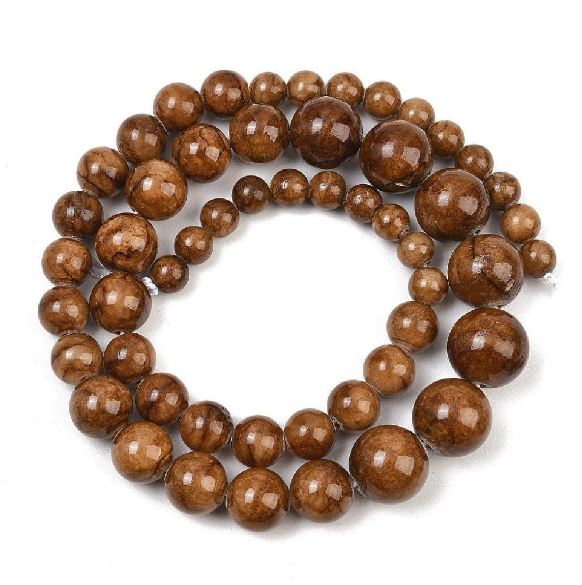 Persisk Jade Perler – Runde, Gradueret-Brun (6~12mm) - Uniq Perler - 124816