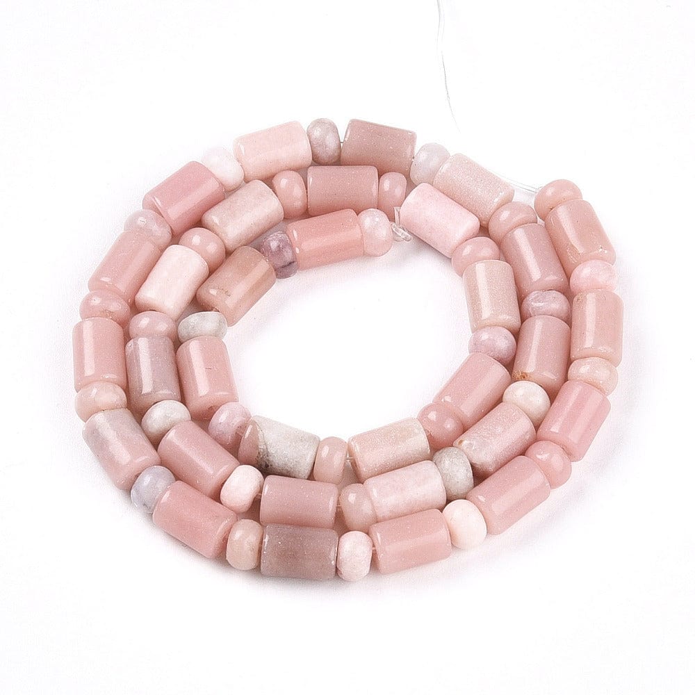 Pink Opal Perler - Rosa, Rør og Rondel (8,5x6mm og 5,5x4mm) - Uniq Perler - 155213