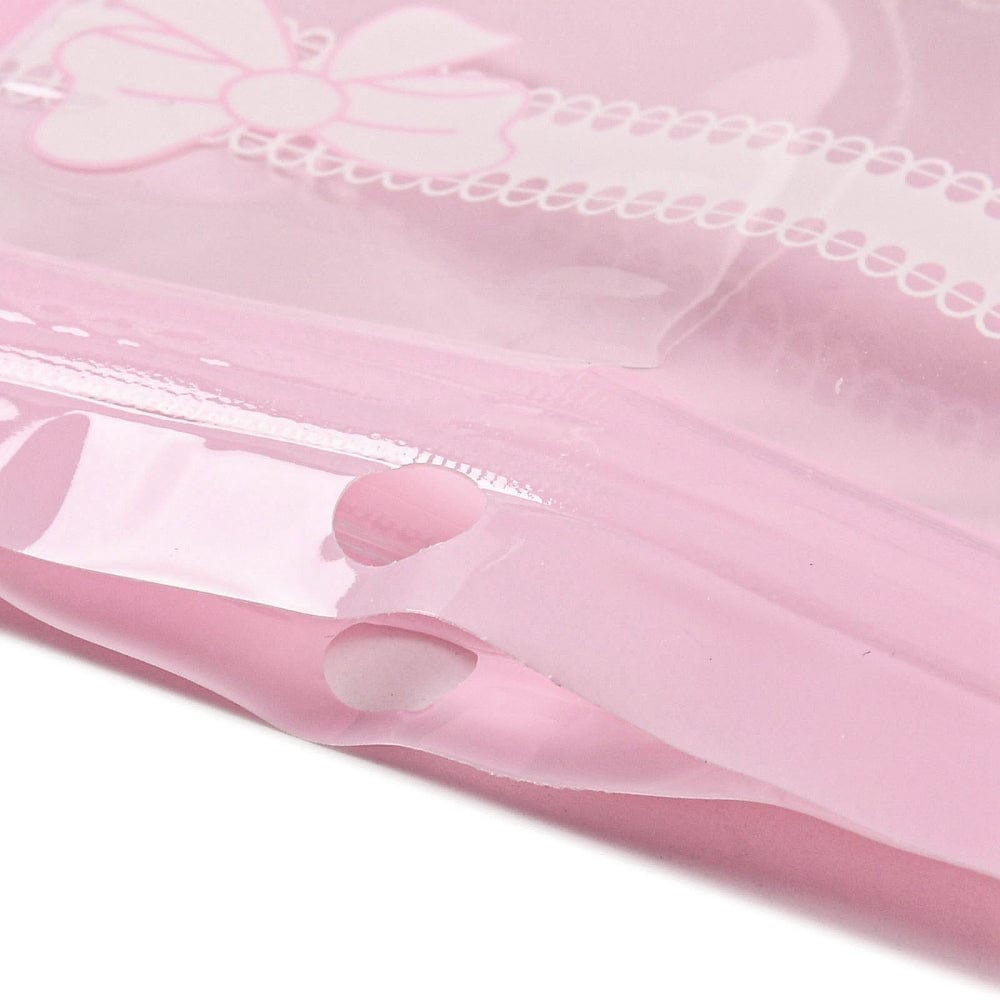 Plastikposer Med Lynlås – Klar/Rosa (15x10cm), 100 Stk - Uniq Perler - 113054