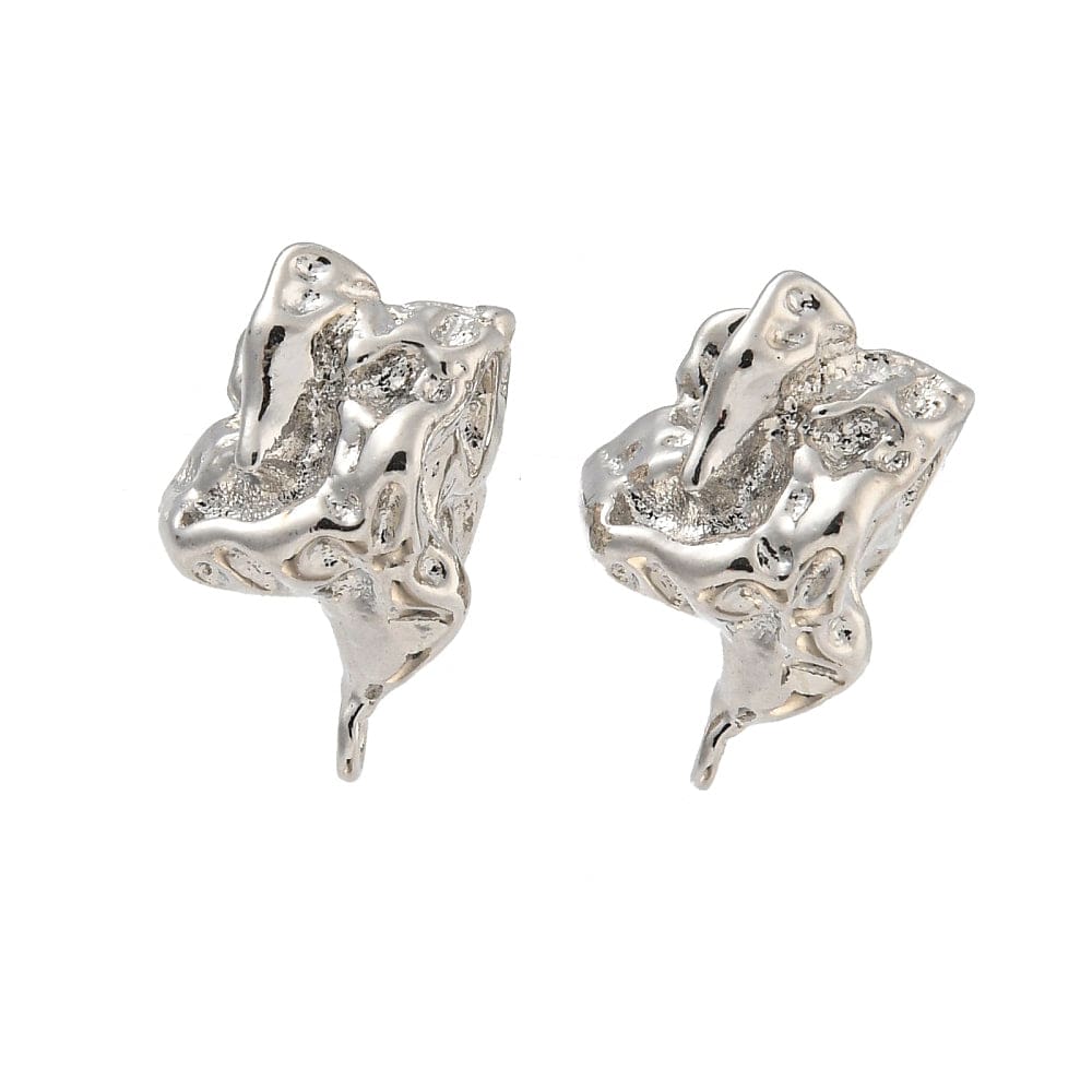 Platinbelagte Messing Ørestikker – (17x12.5mm) - Uniq Perler - 113679