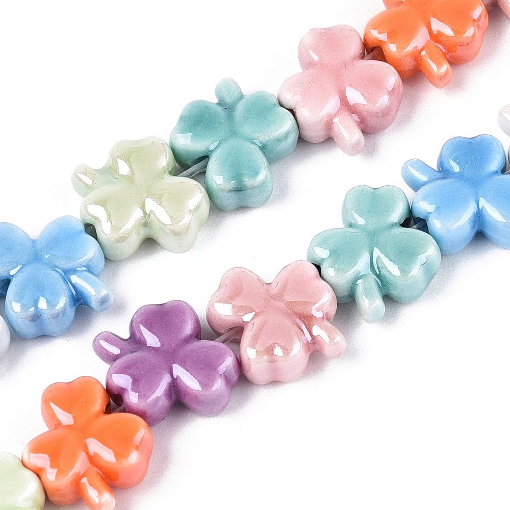 Porcelæns Kløver Perler - Farve Mix (11x12,5mm) - Uniq Perler - 115317