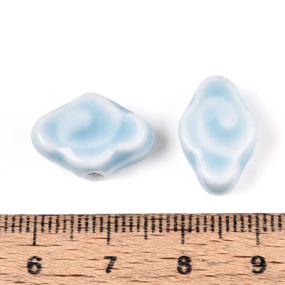 Porcelænsperler –Glaseret, Lyseblå (10 - 12x16x6mm) 4 stk. - Uniq Perler - 122764