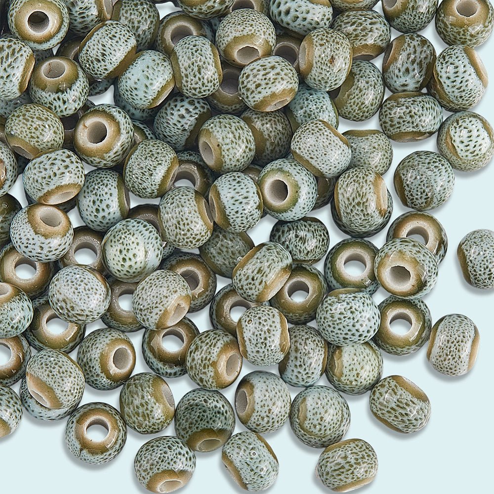 Porcelænsperler – Runde Håndlavede Azure (6~7x5~6mm)120 stk. - Uniq Perler -