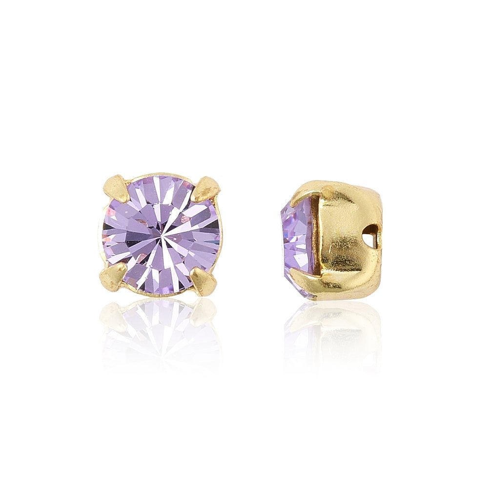 Preciosa Chaton Med Fatning – 18K Forgyldt Messing, Violet (6,15 - 6,35mm, SS29) 4 Stk - Uniq Perler - 120001