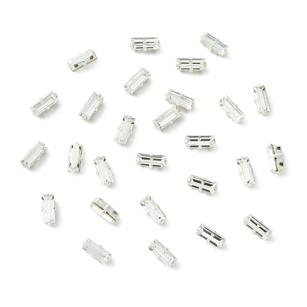 Preciosa Crystal Baguette Mellemleds Perler – Sølvbelagt Messing Med Crystal (7x3mm) - Uniq Perler - 123012