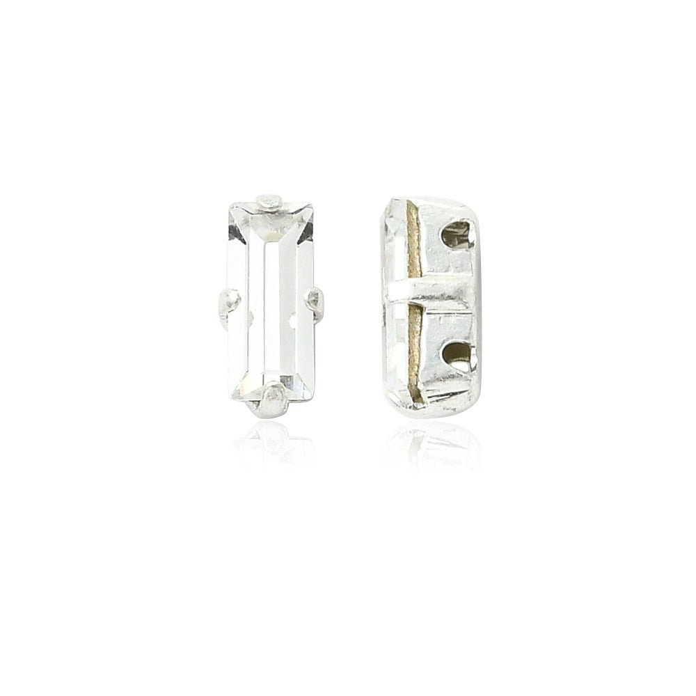 Preciosa Crystal Baguette Mellemleds Perler – Sølvbelagt Messing Med Crystal (7x3mm) - Uniq Perler - 123012
