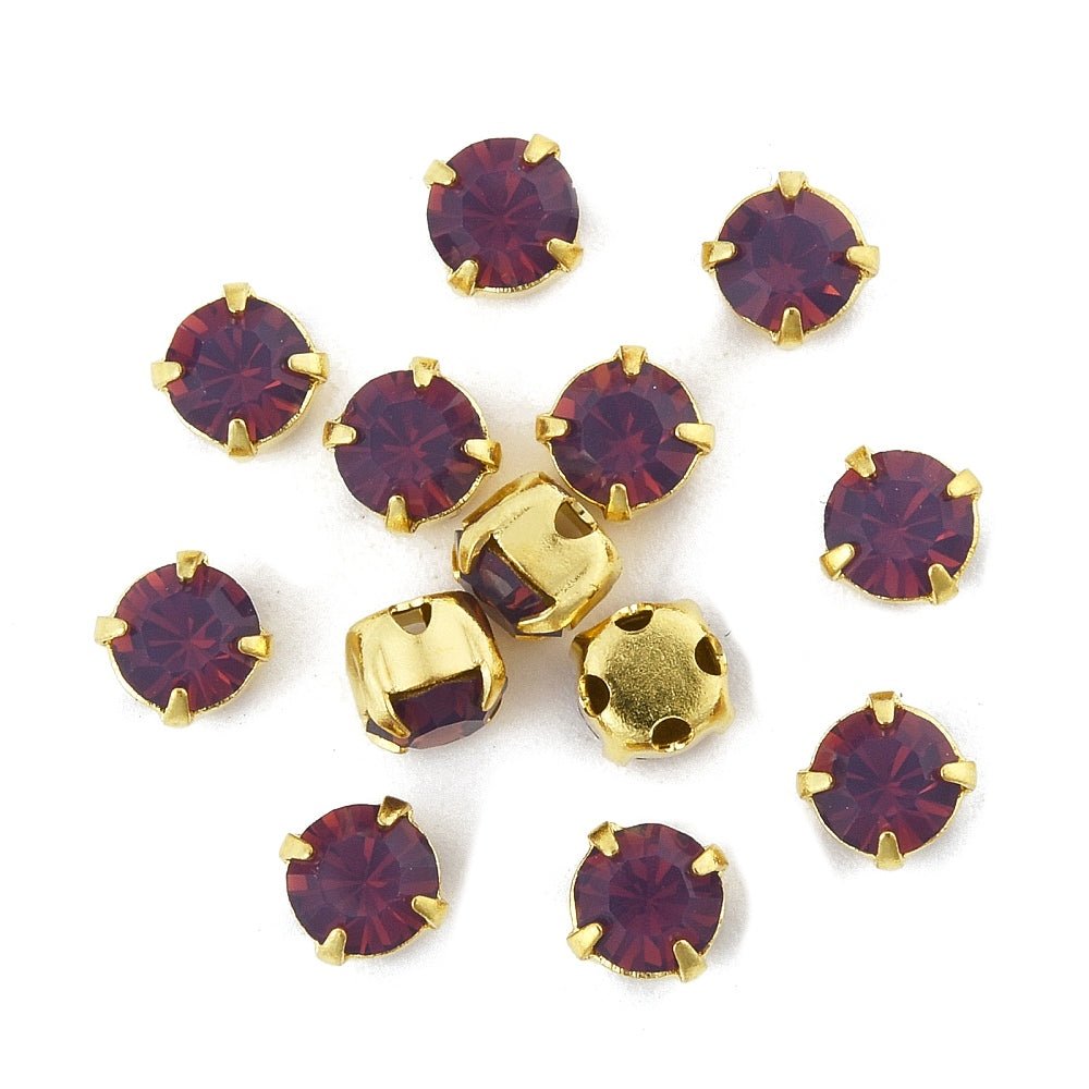 Preciosa Crystal Chaton Med Fatning – Amethyst Opal, Forgyldt Messing (4,4~4,6mm) 6 stk. - Uniq Perler - 122963