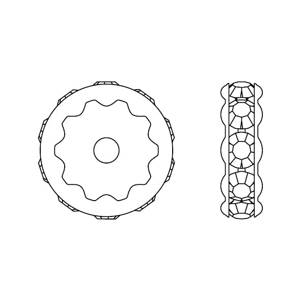 Preciosa Crystal Rondel Mellemleds Perler – 18K Forgyldt Messing Med Chatons (4,5mm) 4 stk. - Uniq Perler - 123010