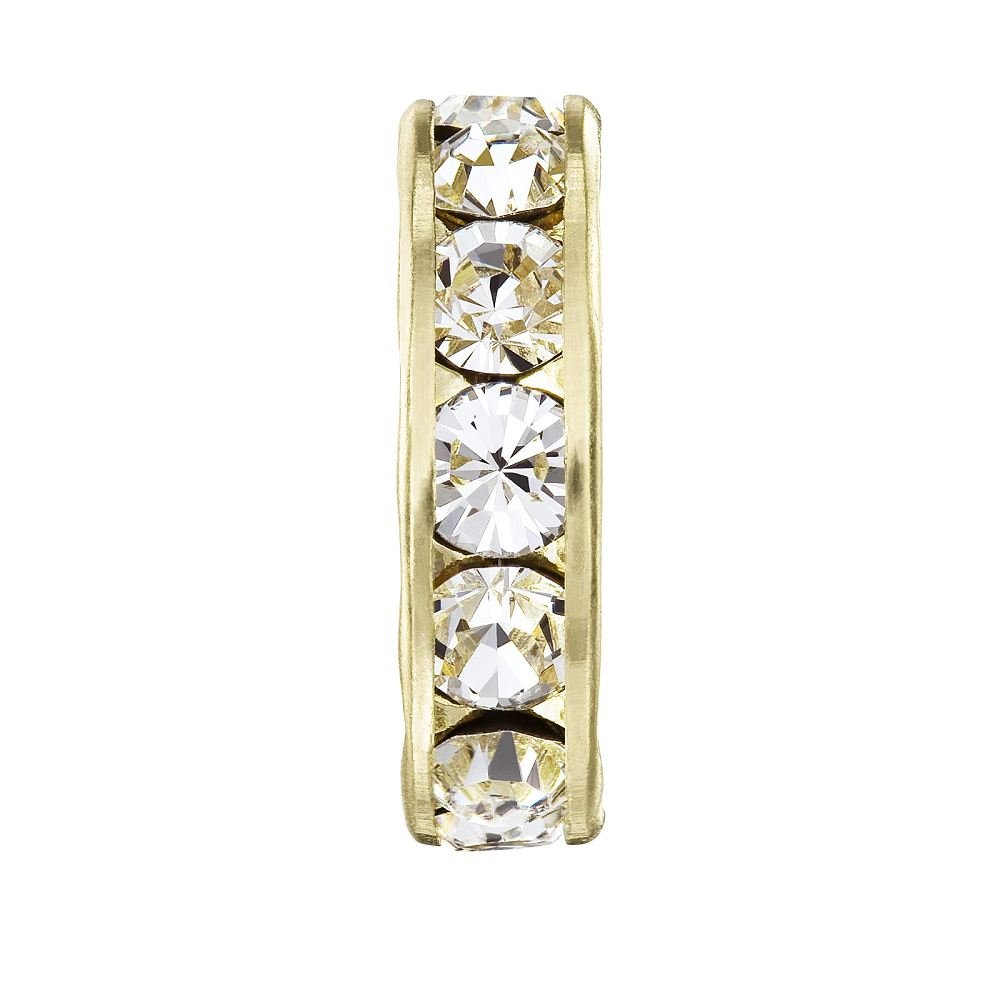Preciosa Crystal Rondel Mellemleds Perler – 18K Forgyldt Messing Med Chatons (4,5mm) 4 stk. - Uniq Perler - 123010