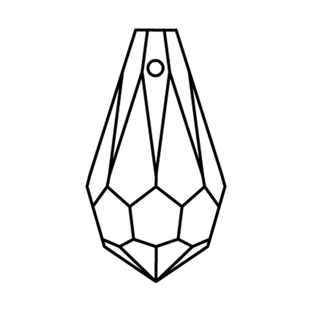 Preciosa Krystal Vedhæng – Dråbeformet, Crystal (18x9mm) - Uniq Perler - 123102