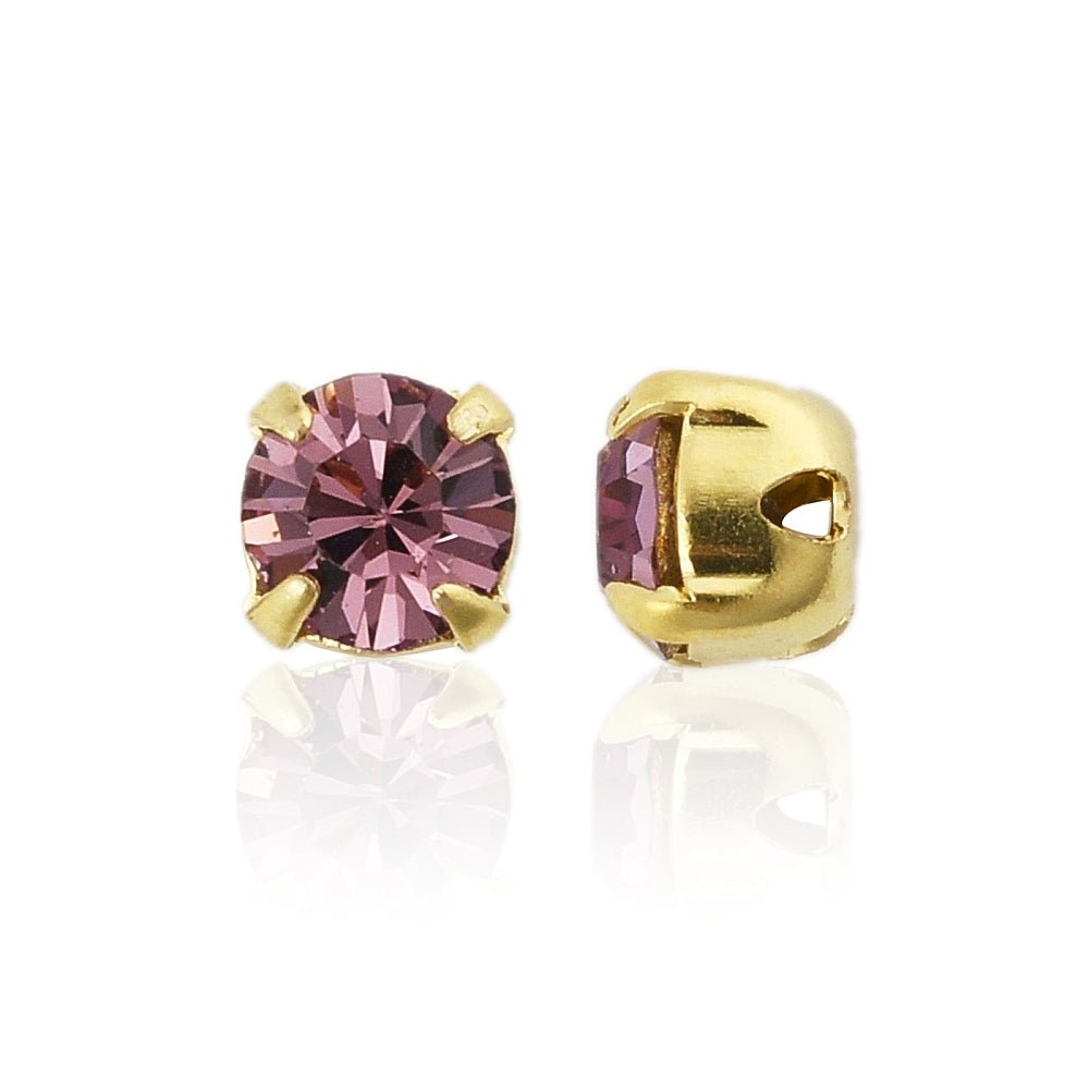 Preciosa MAXIMA Chaton Med Fatning – 18K Forgyldt Messing, Mørk Rosa (6,15 - 6,35mm, SS29) 4 Stk - Uniq Perler - 122191