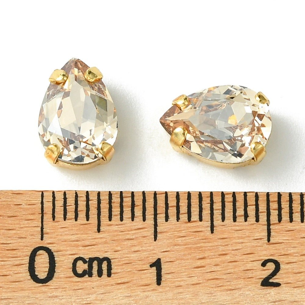 Preciosa MAXIMA – Dråbeformet, 18K Forgyldt Indfatning, Honey (10x7mm) - Uniq Perler - 123226