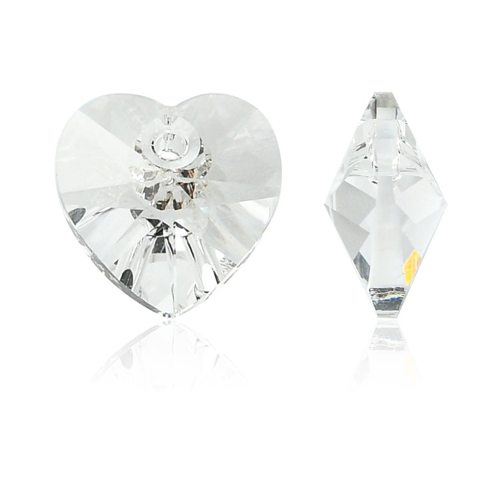Preciosa MAXIMA Hjerteformede Krystal Vedhæng – Crystal (10mm) 2 stk. - Uniq Perler - 123114