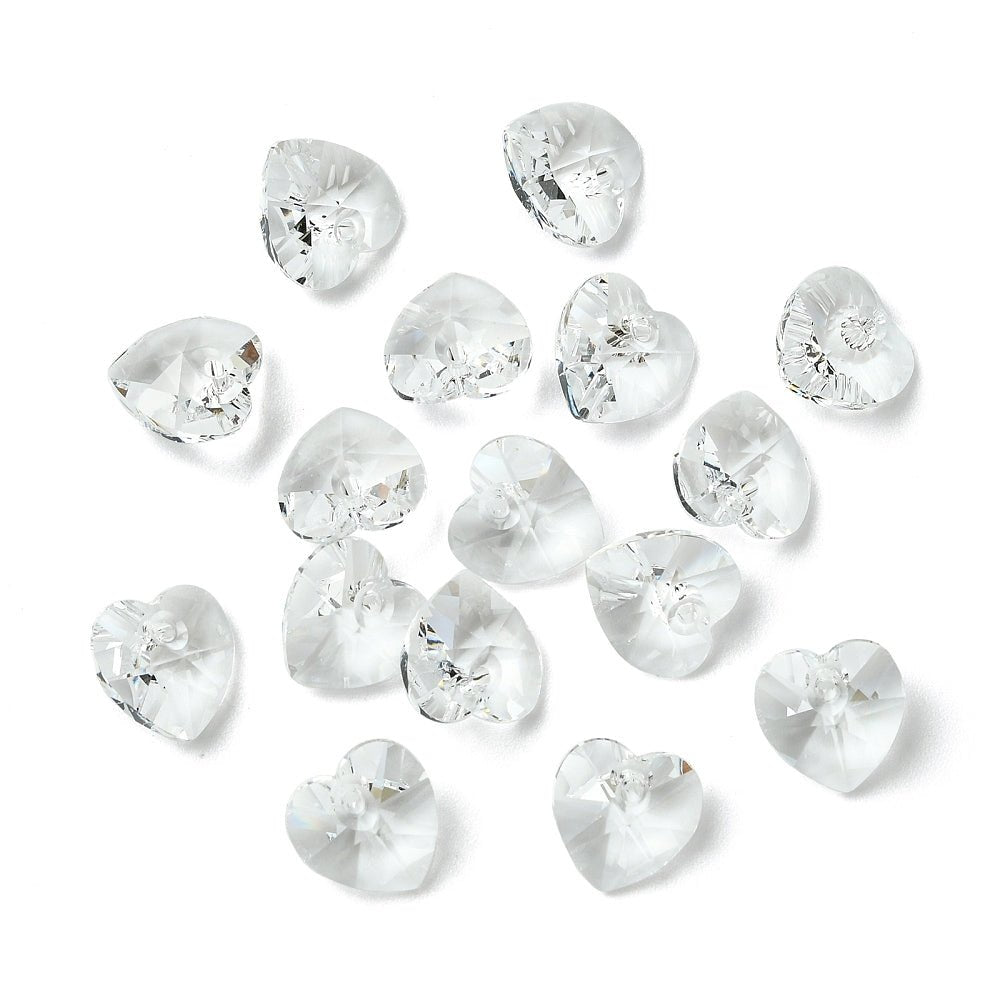 Preciosa MAXIMA Hjerteformede Krystal Vedhæng – Crystal (10mm) 2 stk. - Uniq Perler - 123114