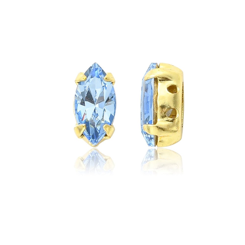 Preciosa MAXIMA – Navette, Light Sapphire, 18K Forgyldt Messing (10x5mm) - Uniq Perler - 122999