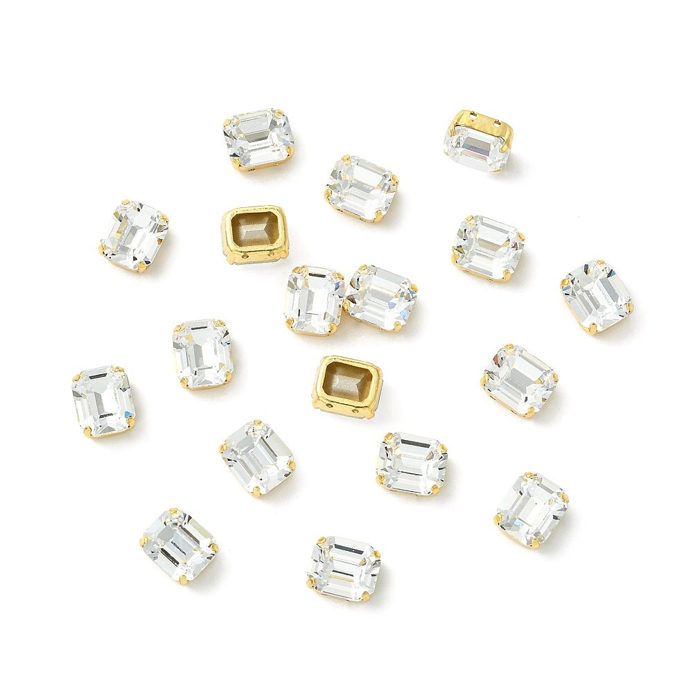 Preciosa MAXIMA – Octagon, 18K Forgyldt Messing, Crystal (12x10mm) - Uniq Perler - 122991