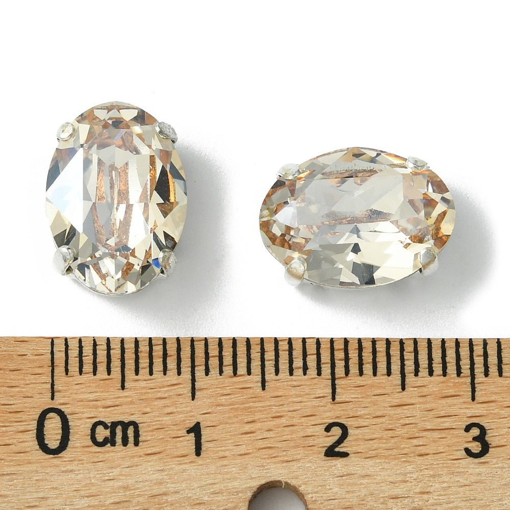 Preciosa MAXIMA – Oval, Sølvbelagt Messing, Honey (14x10mm) - Uniq Perler - 122992