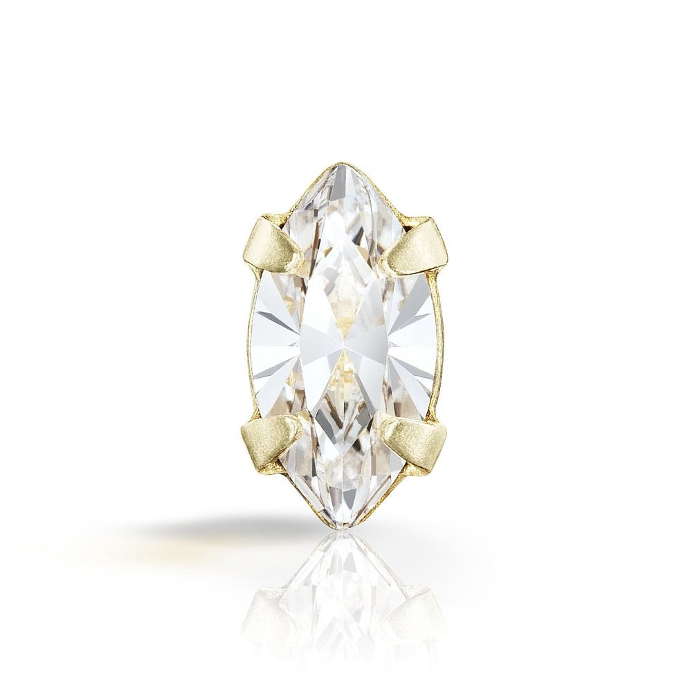 Preciosa Navette Sew-On Crystal Link – 18K Gold-plated Brass With Crystal (8x4mm)