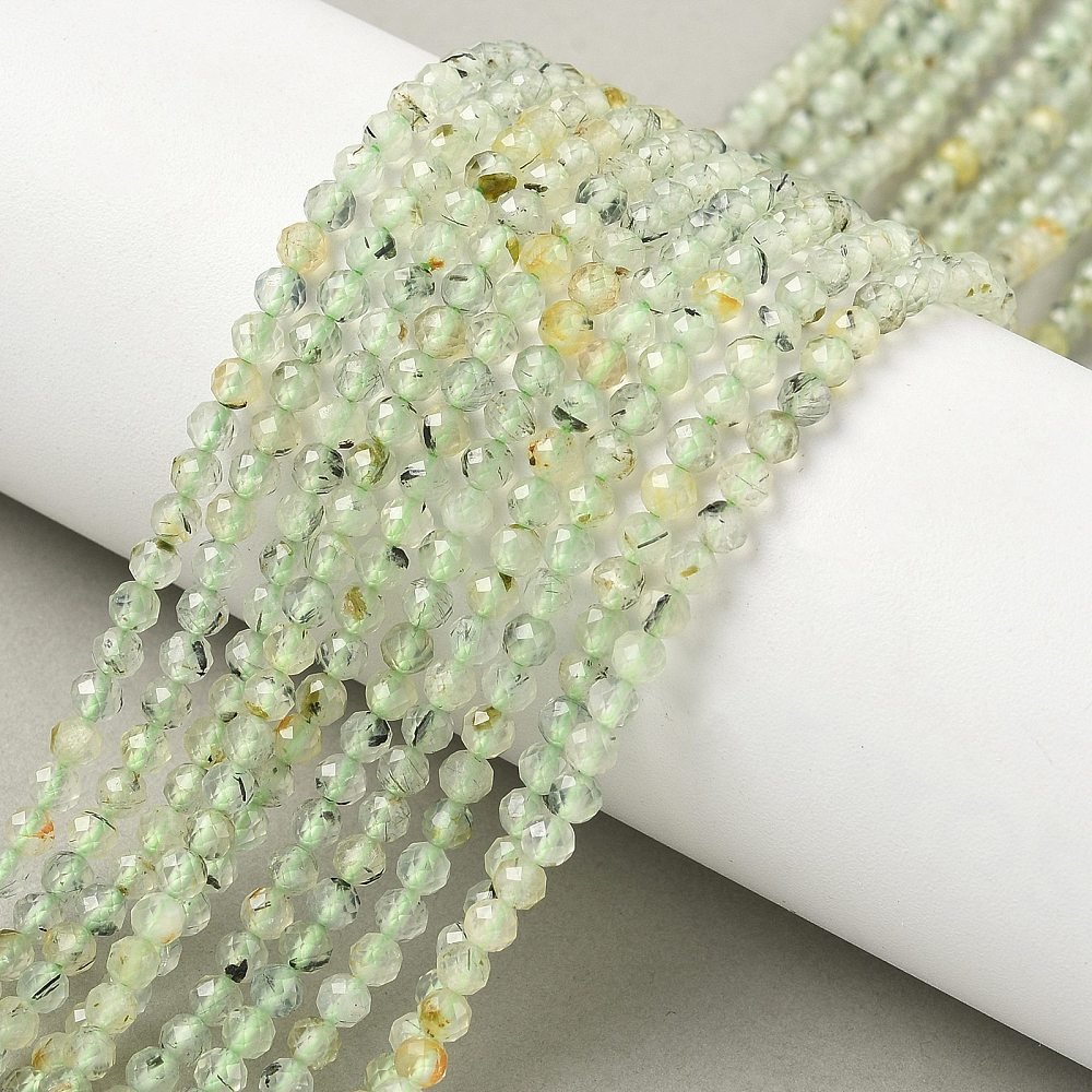 Prehnit Perler – Facetterede, Runde (3~3.5mm) - Uniq Perler -