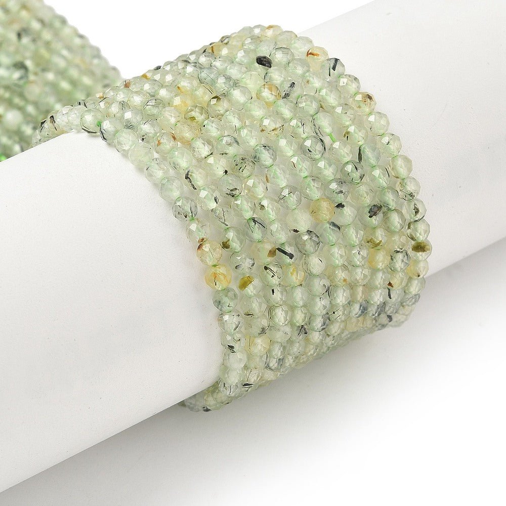 Prehnit Perler – Facetterede, Runde (3~3.5mm) - Uniq Perler -
