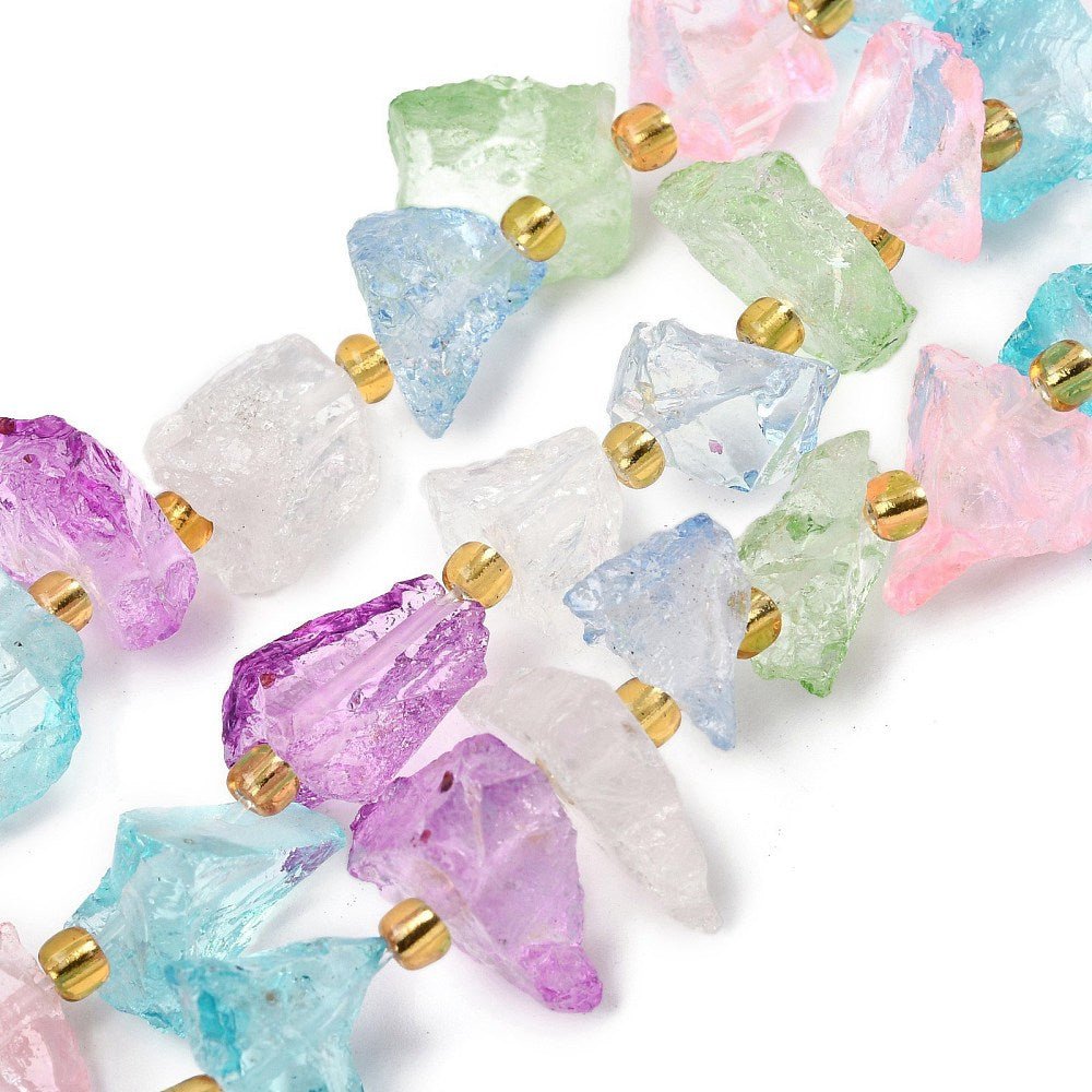 Rå kvarts nuggets perler – fargemiks (8 - 18mm) - Uniq Perler - 117283