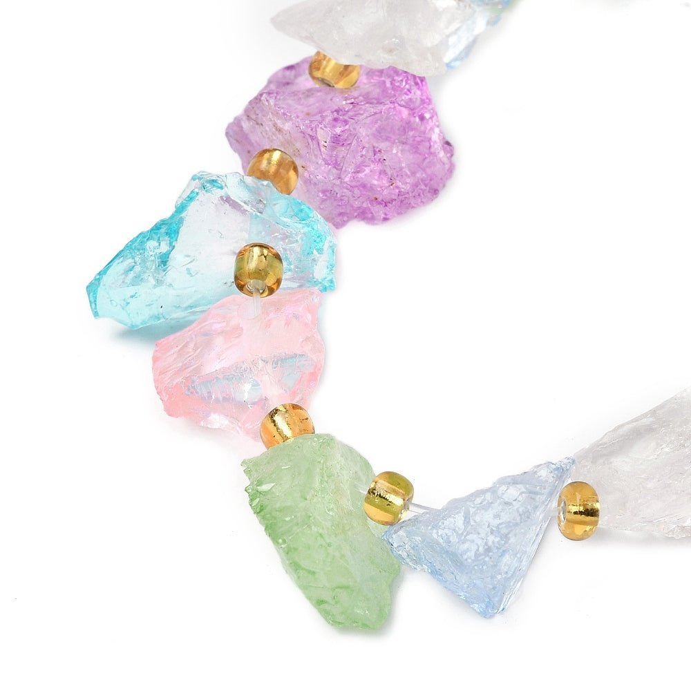 Rå kvarts nuggets perler – fargemiks (8 - 18mm) - Uniq Perler - 117283