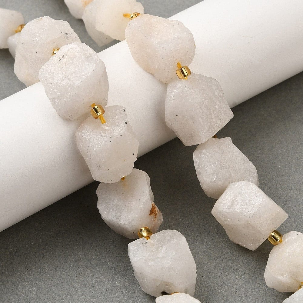 Rå White Jade – Hvid, Nuggets (10 - 28mm) - Uniq Perler - 76918568567812898005799284