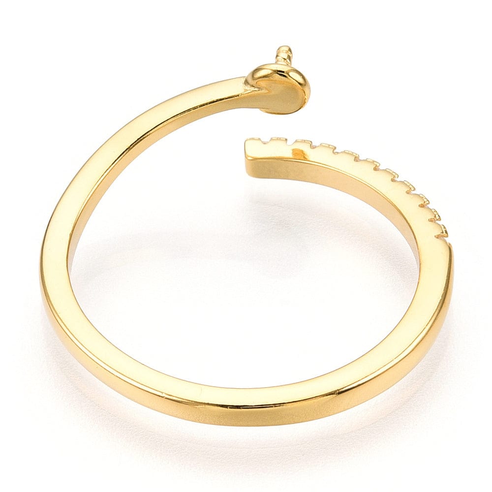 Regulerbar Fingerring Til Topboret/Anboret Perle Af Forgyldt Sterling Sølv - Uniq Perler - 211681