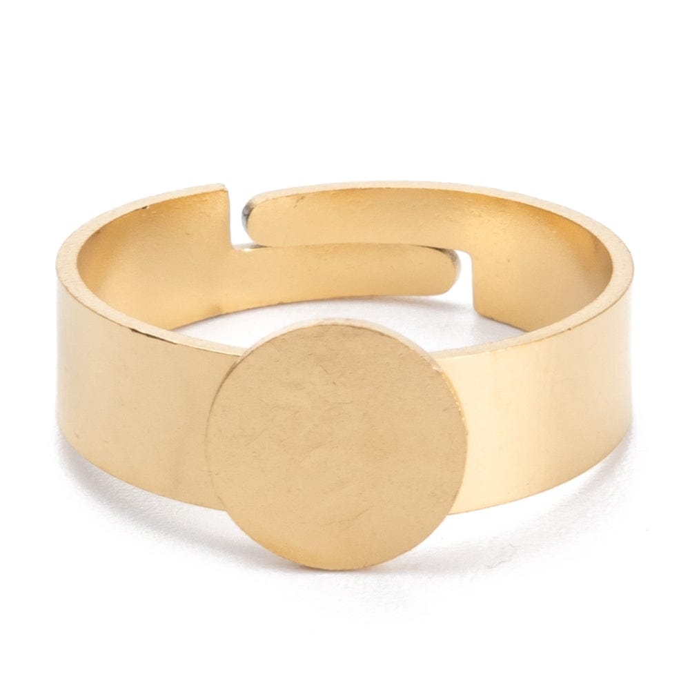 Regulerbar Ring Til Pålimning Af Cabochon, Forgyldt Stål, 8mm - Uniq Perler - 567847