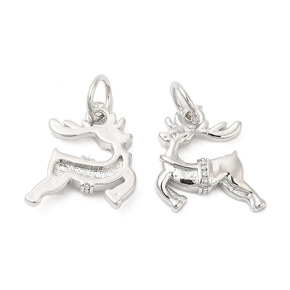 Rensdyr Vedhæng - Platinbelagt (16.5x11mm) 2 stk - Uniq Perler -